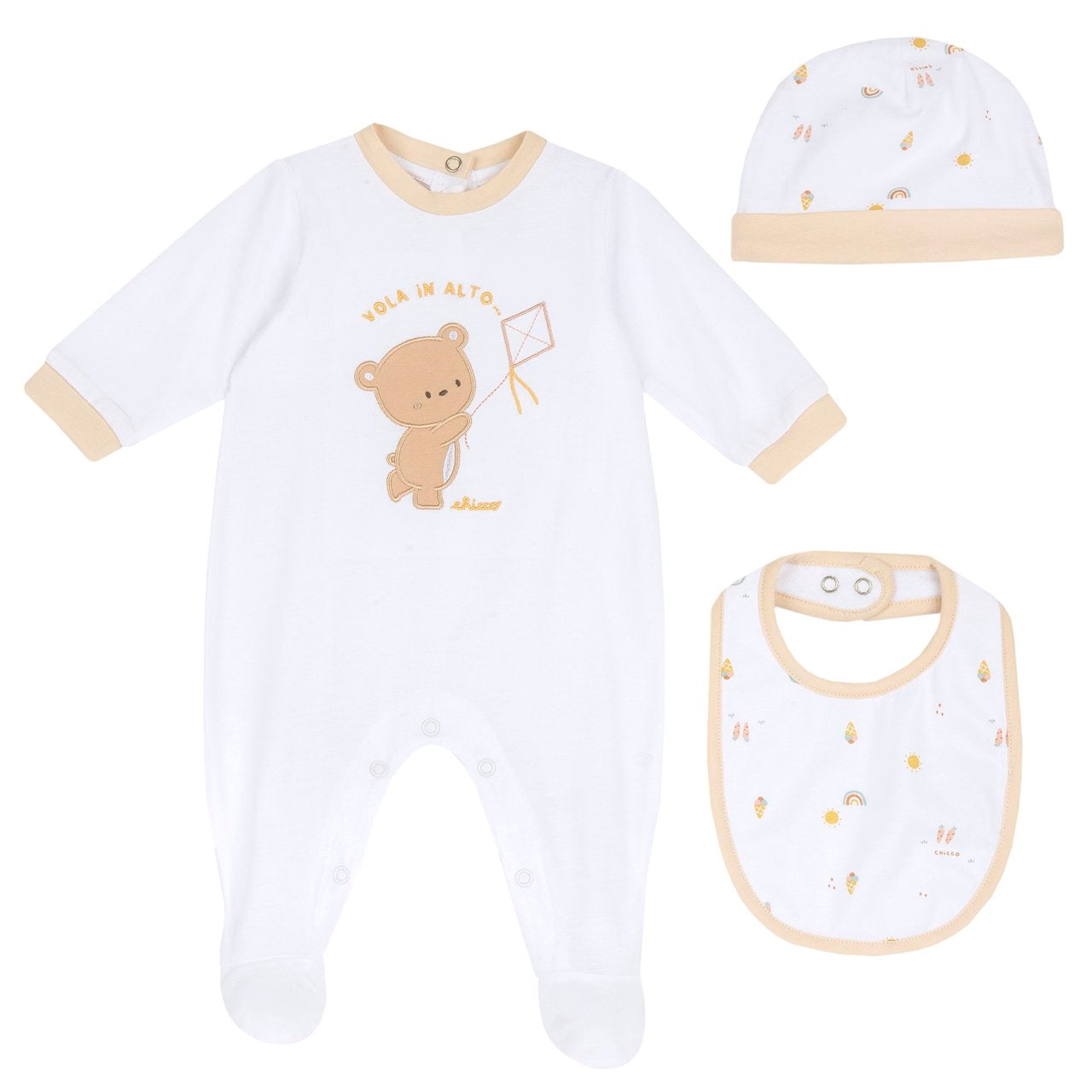 Set regalo con tutina cappello e bavaglino