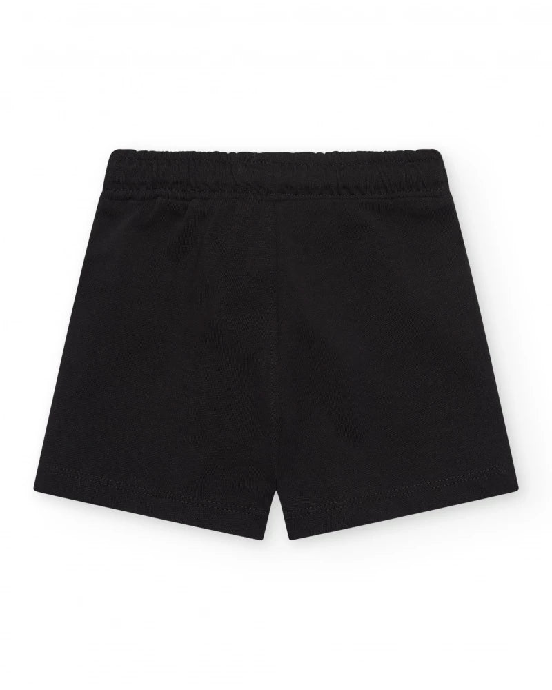 Bermuda per bambino nero con cordino bianco regolabile Tuc tuc
