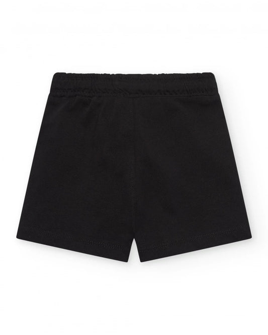 Bermuda per bambino nero con cordino bianco regolabile Tuc tuc