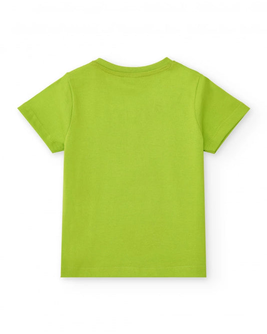T-shirt verde per bambino con frase "Keep Calm in the Jungle"
