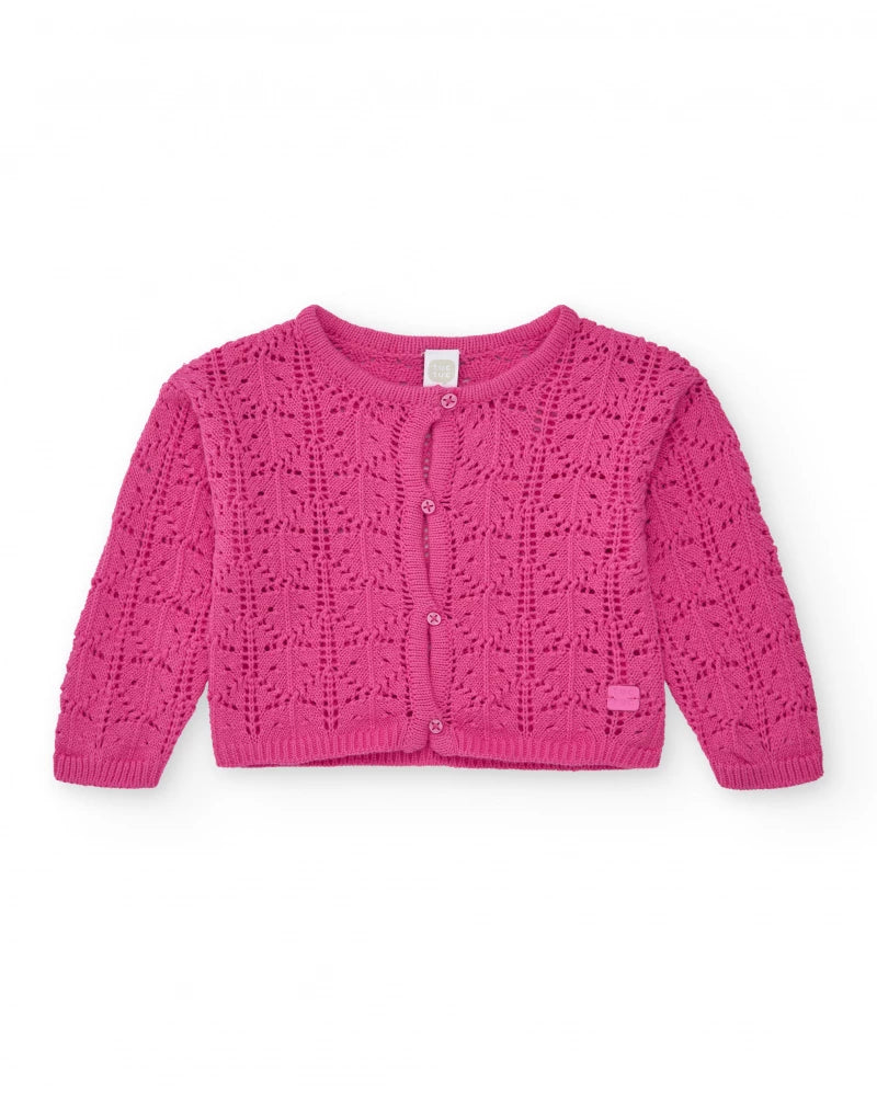 Giacca per bambina rosa con bottoni frontali tuc tuc
