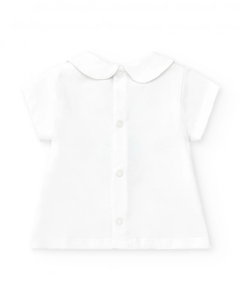 Completo di maglia per bambina con t-shirt e culotte bianche stampate Tuc tuc