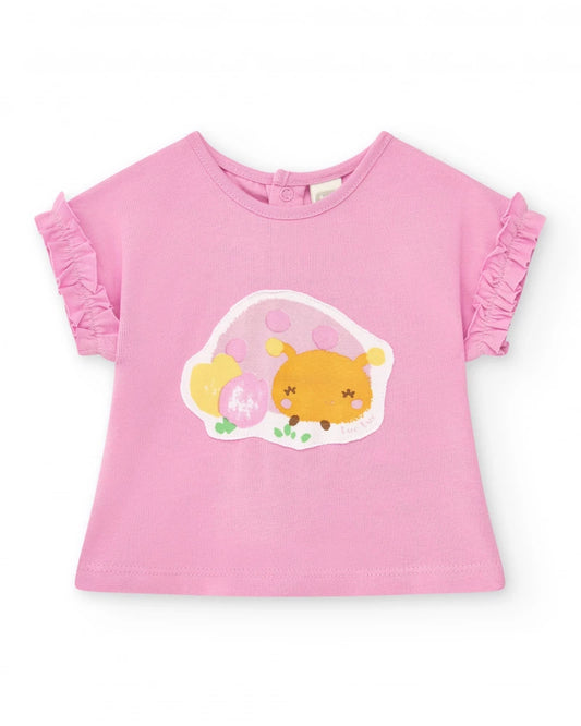 Completo per bambina con t-shirt di maglia senza maniche e stampa Tuc Tuc