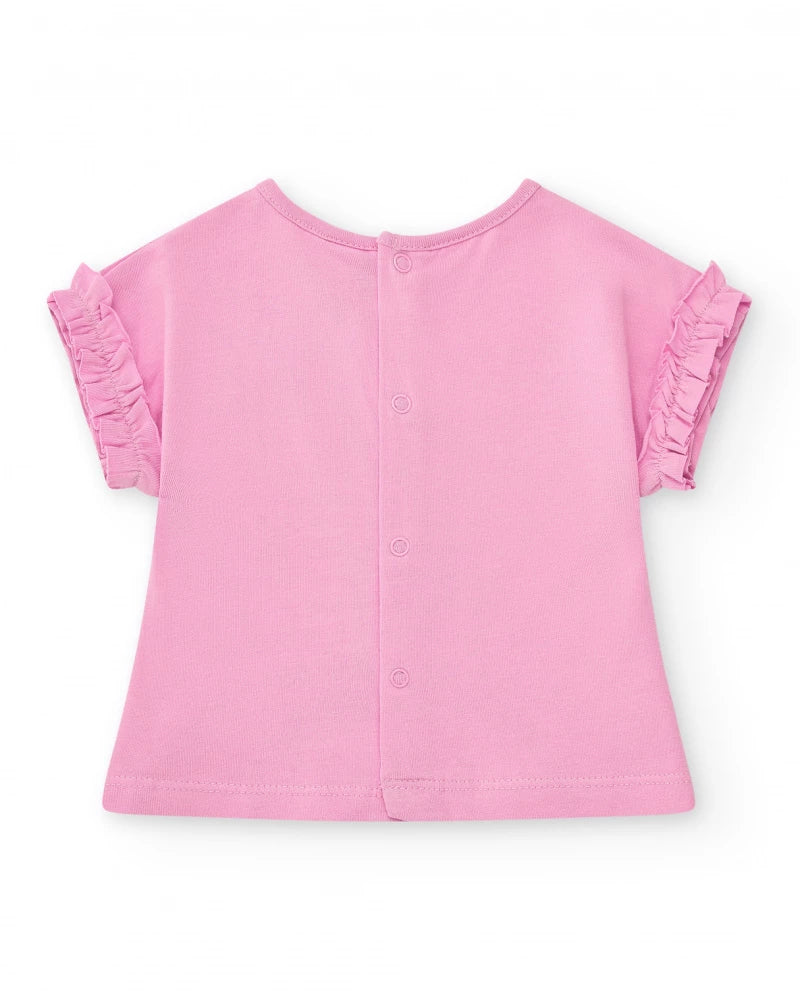 Completo per bambina con t-shirt di maglia senza maniche e stampa Tuc Tuc