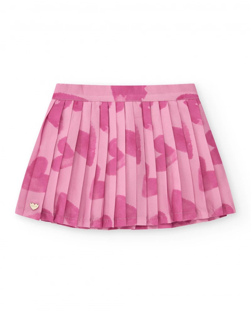Gonna plissettata rosa per bambina con stampa cuori astratti Tuc tuc