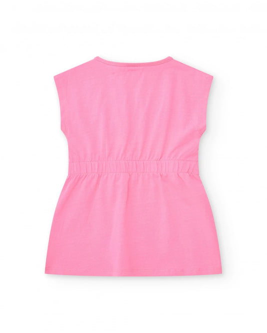 Vestito rosa per bambina con stampa animale e dettagli metallici Tuc Tuc