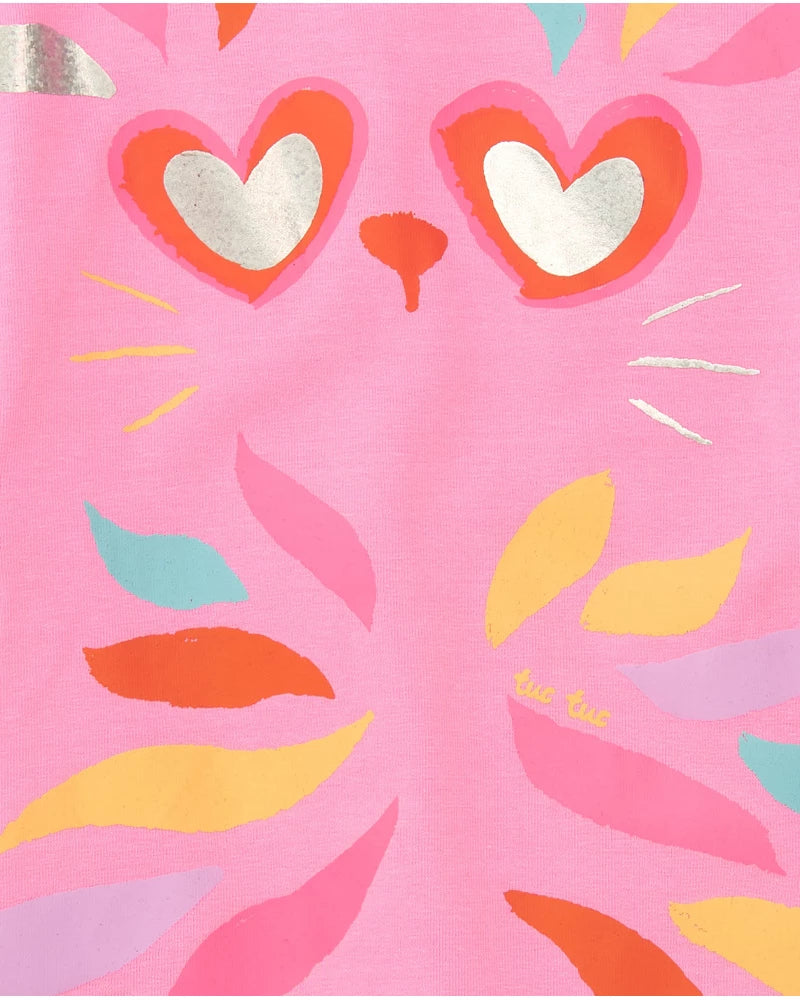 Vestito rosa per bambina con stampa animale e dettagli metallici Tuc Tuc